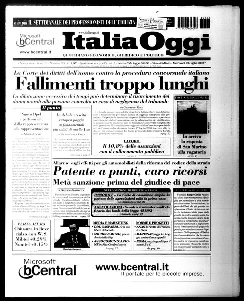 Italia oggi : quotidiano di economia finanza e politica